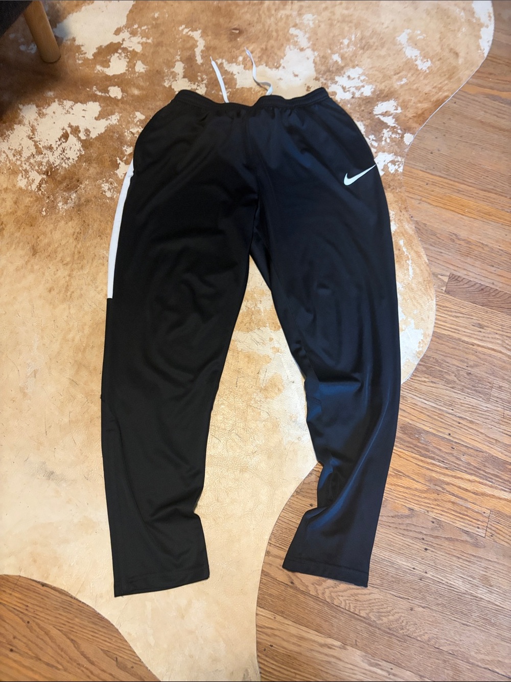Nike Black Joggers with White Swoosh and Side Stripe